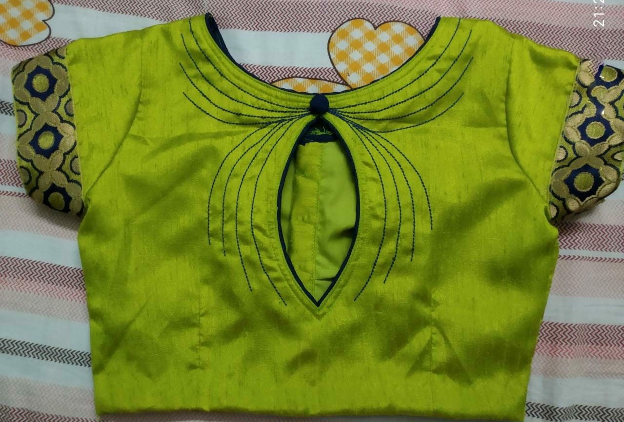 boat neck blouse with new patch work
