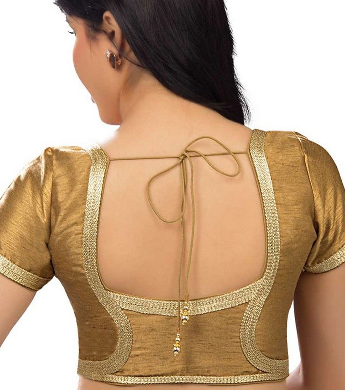golden net blouse back neck design
