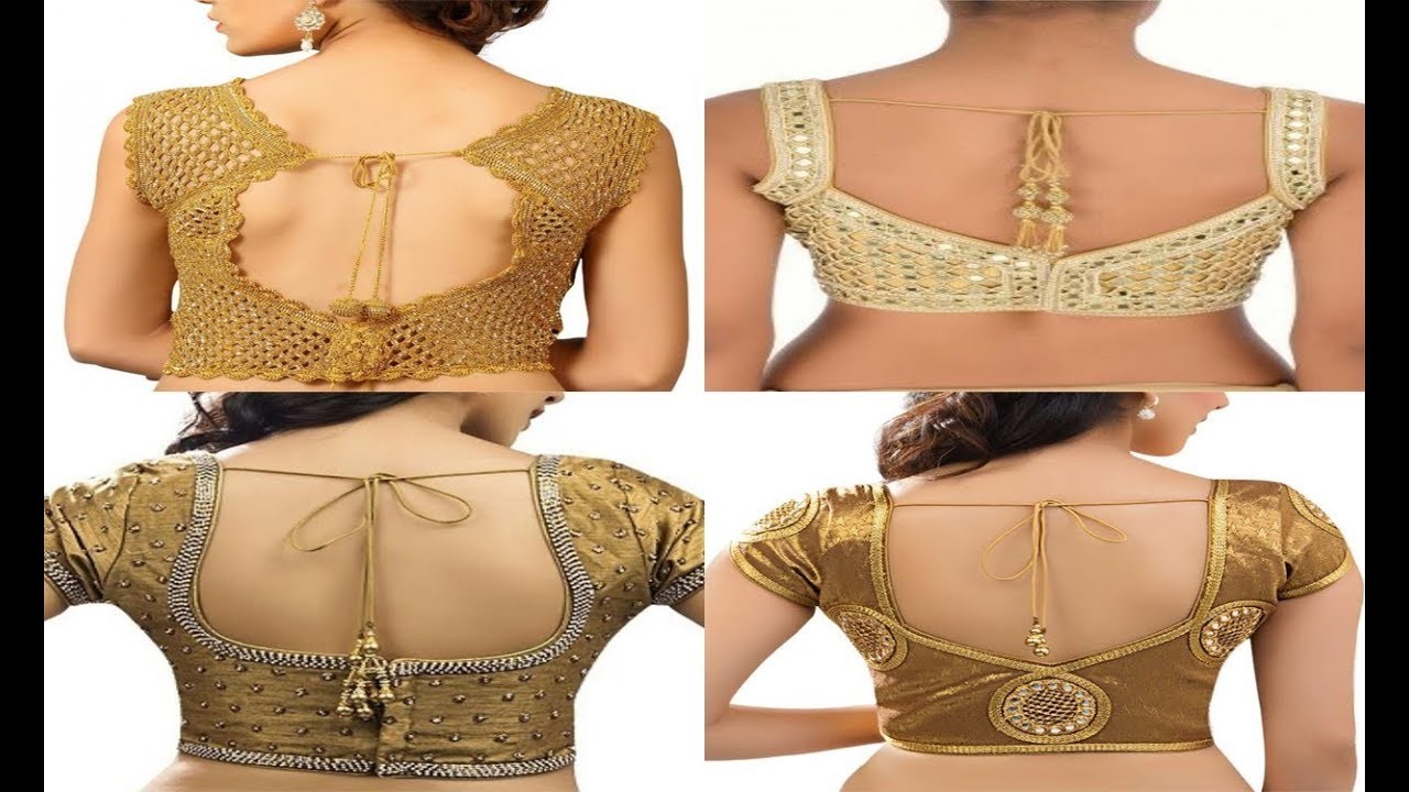 golden net blouse back neck patterns