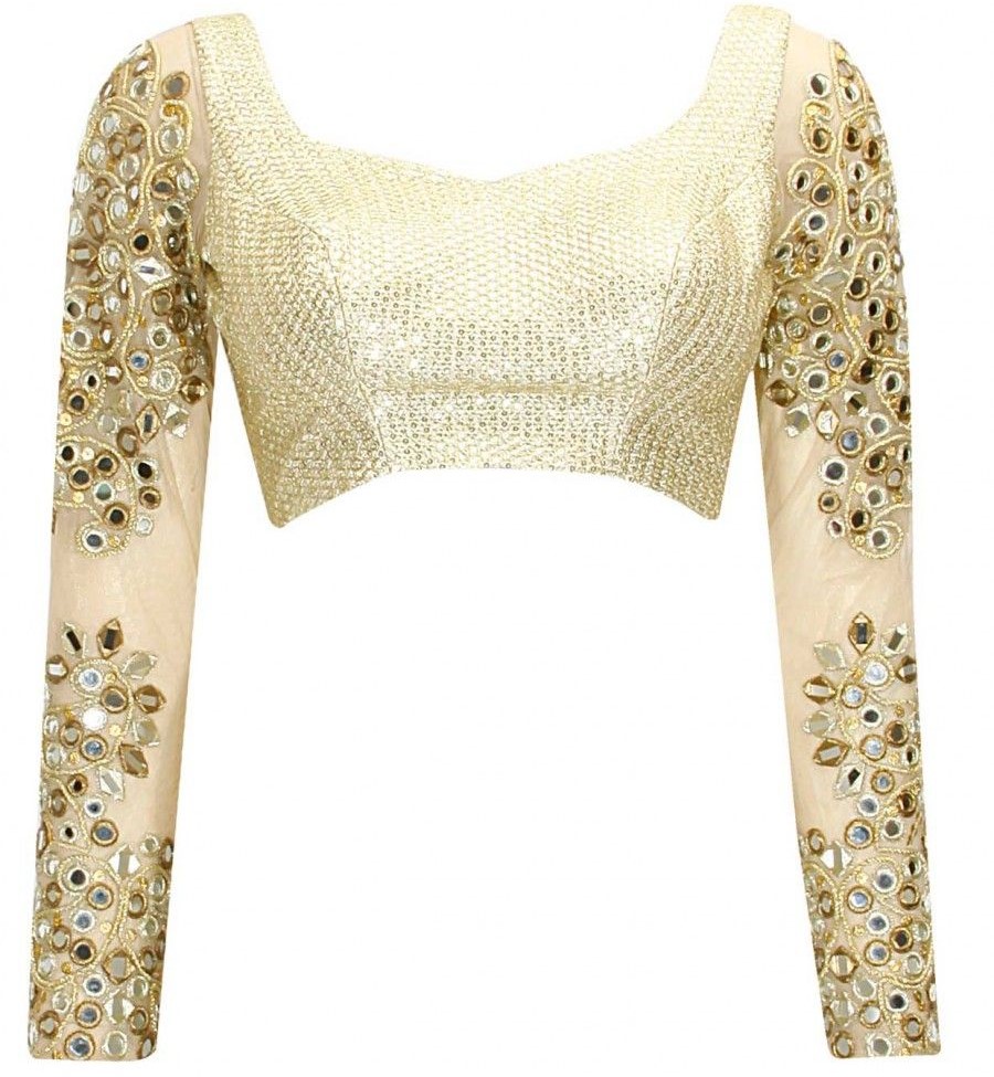 golden net blouse design