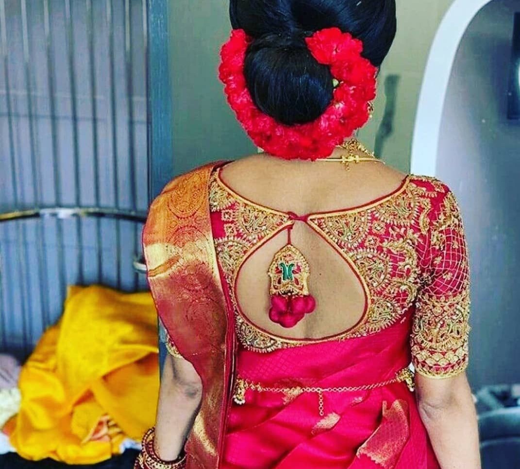 kerala marriage blouse back neck design