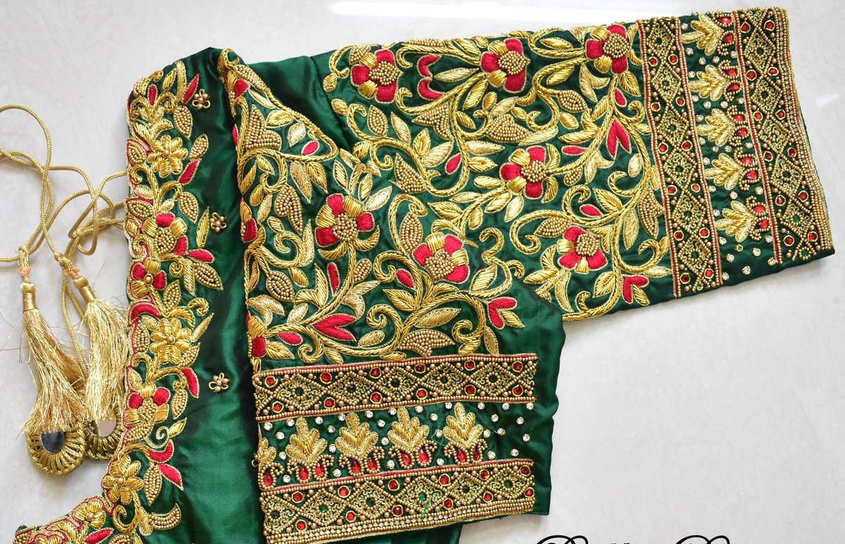 kutch work blouse design for hand image