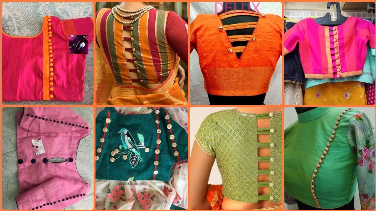 latest blouse designs with back buttons
