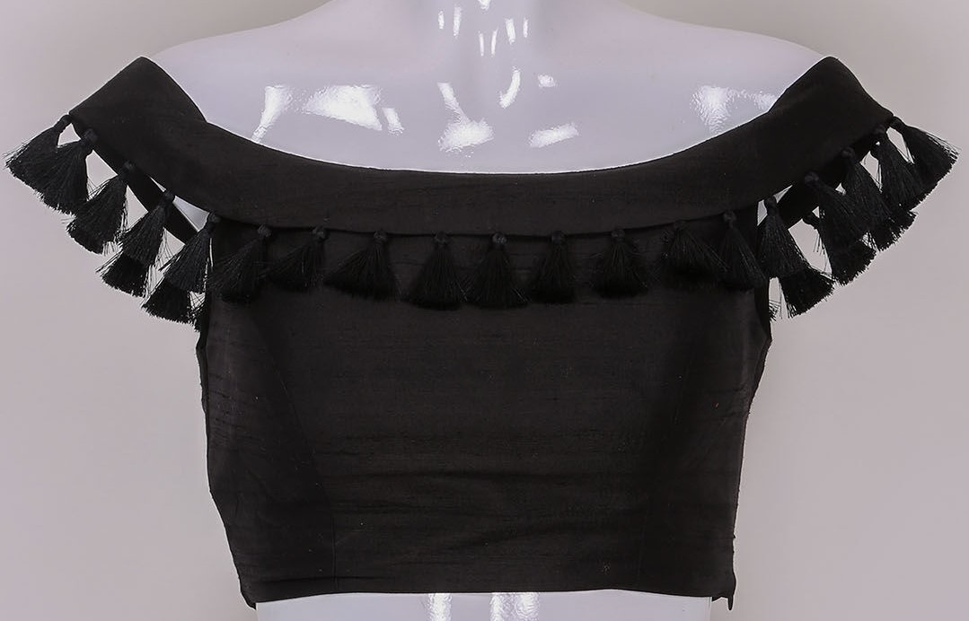 plain black readymade blouse design