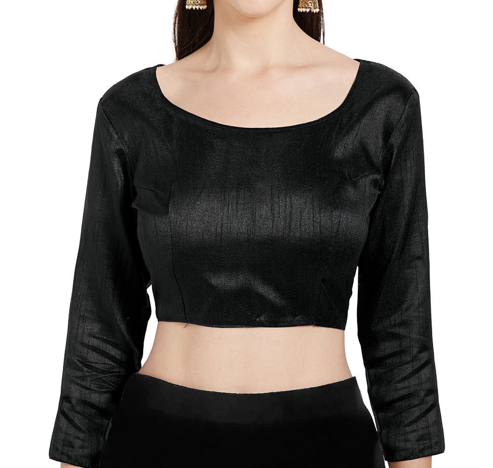 plain readymade black blouse design