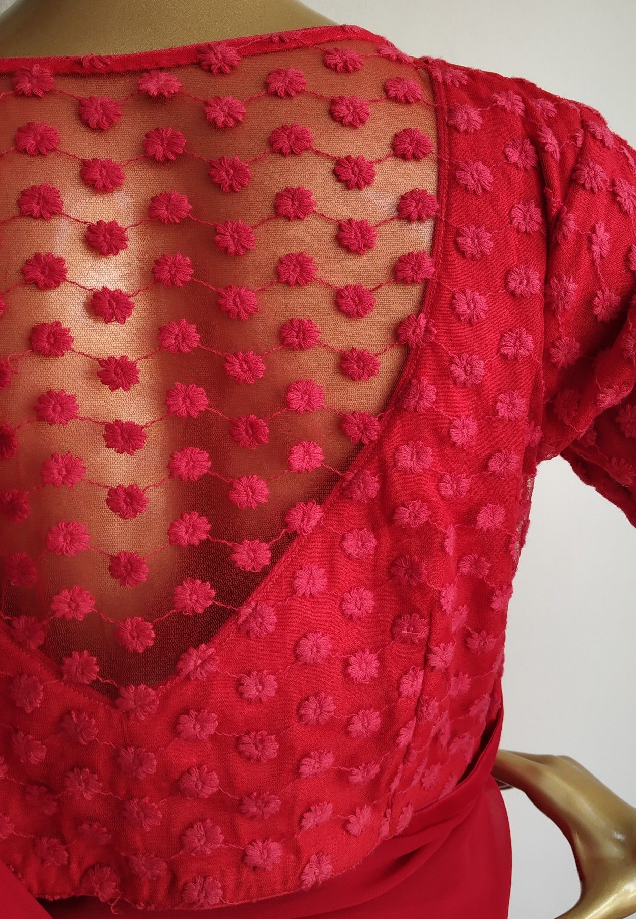 red net saree blouse design back side