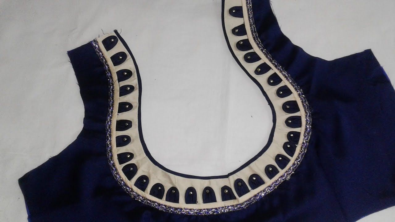 round neck patch work blouse design