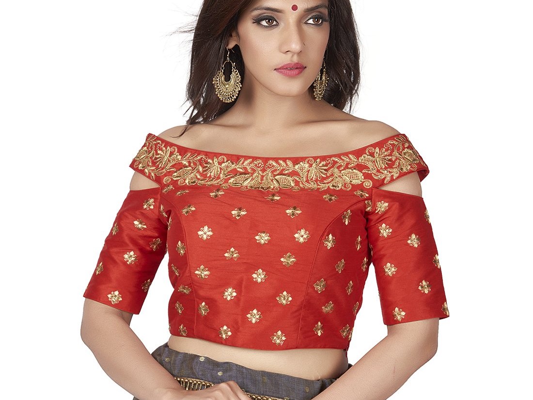 trendy blouse design with lace border