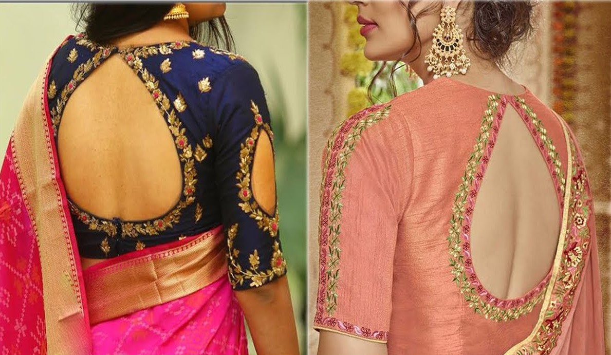 back neck blouse designs for silk saree