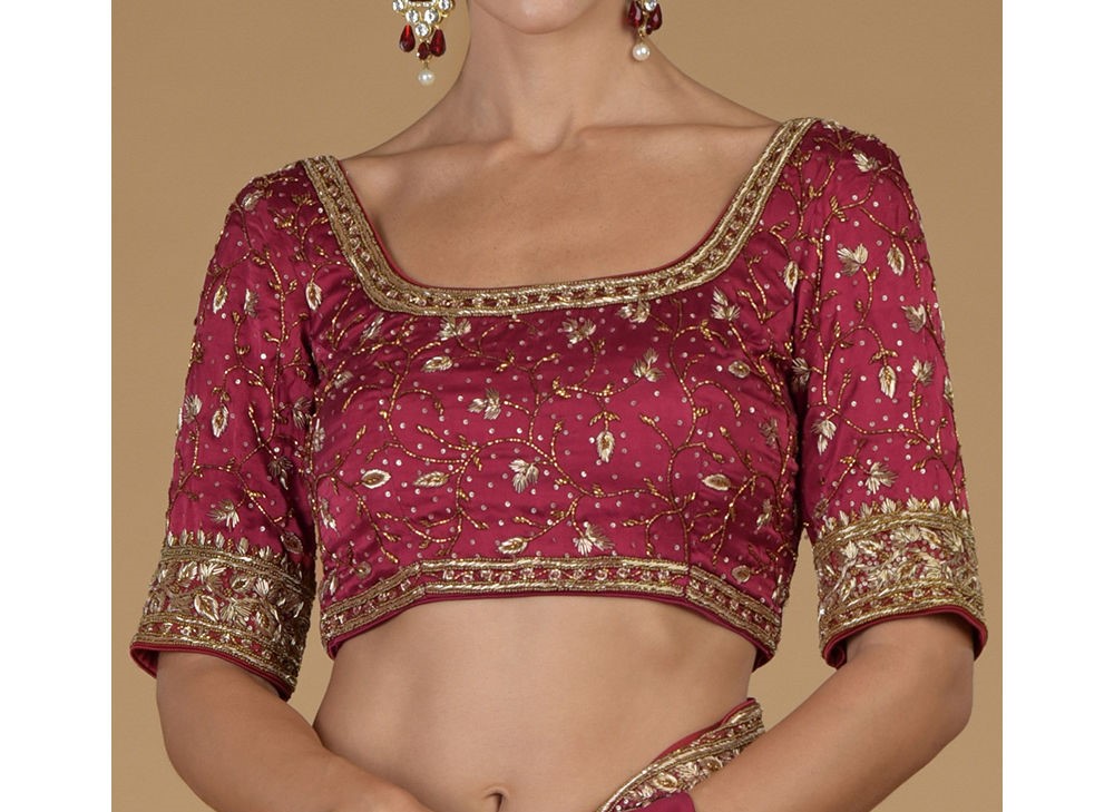 maroon embroidered blouse