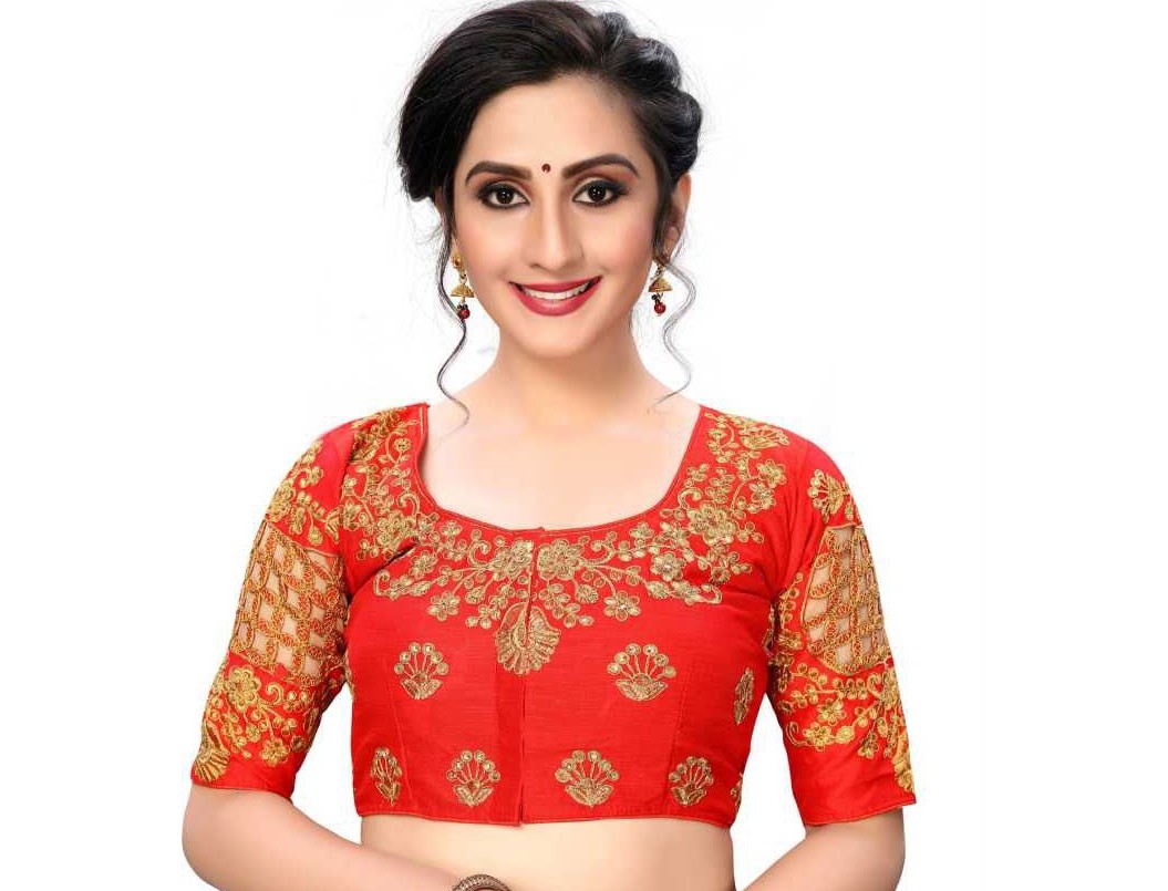readymade blouse in red color