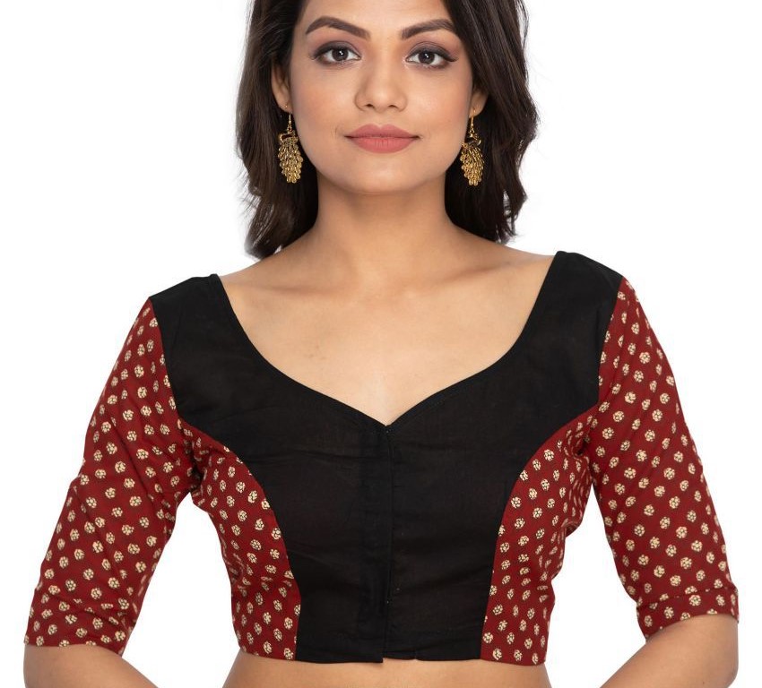 red and black readymade cotton blouse