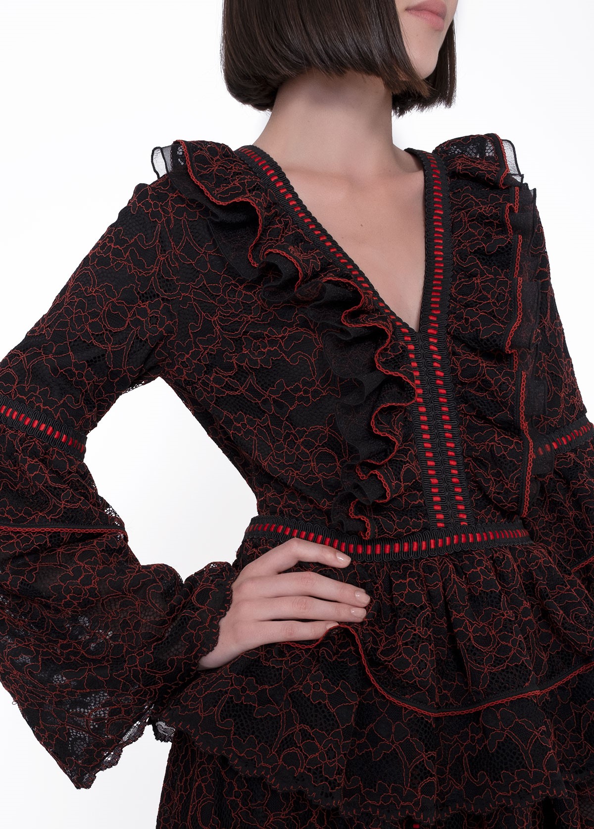 red and black readymade net blouse design