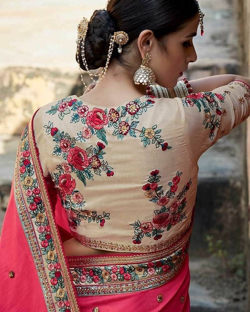 thread work with matching pallu