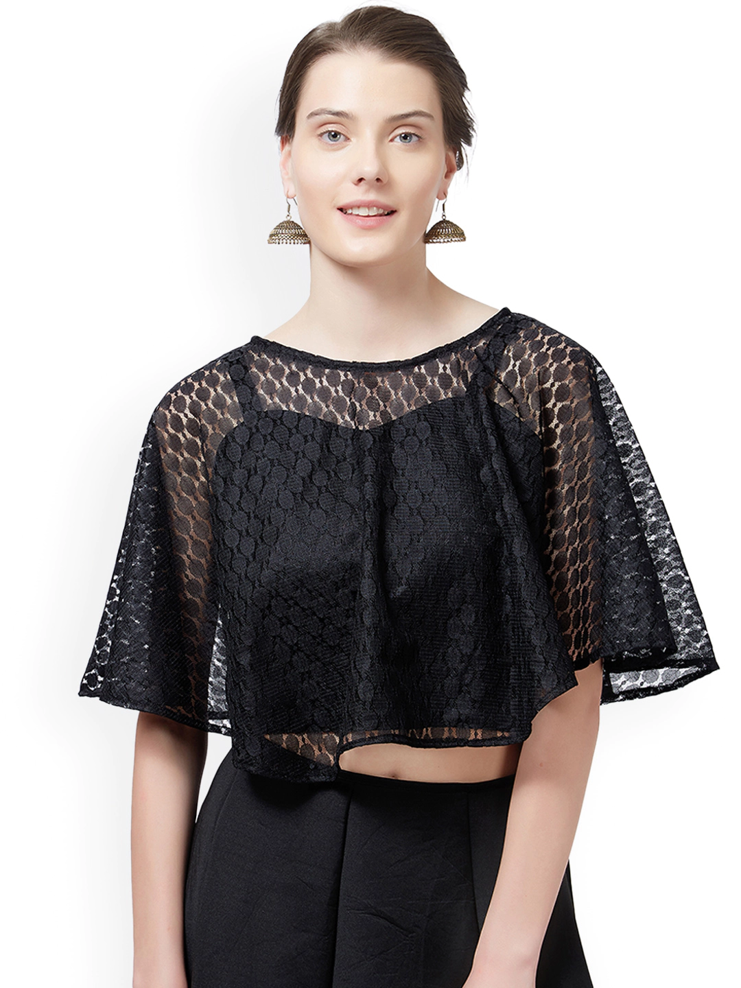 Black sheer net blouse
