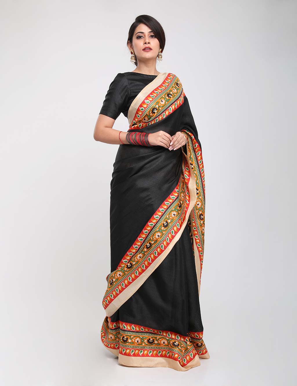 Classic Black Kathpadar Saree Blouse Designs