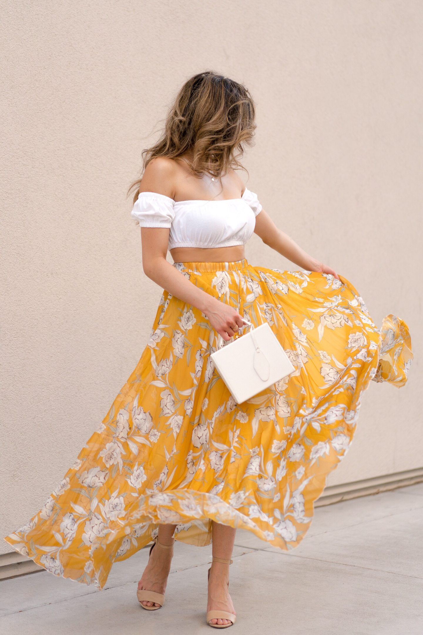 crop top blouse with long skirt