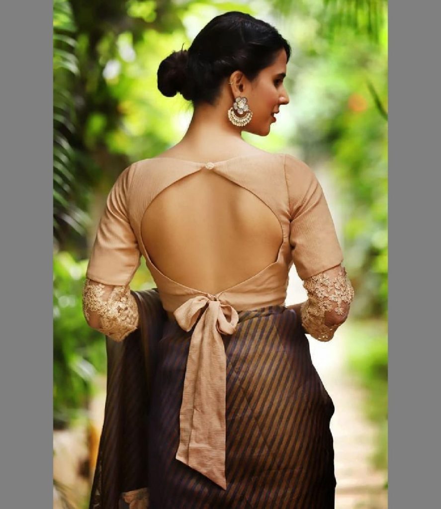 Stylish Saree Blouse Back Bow Design