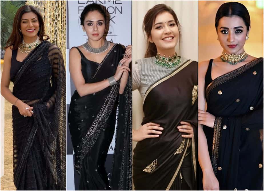 black saree blouses designs