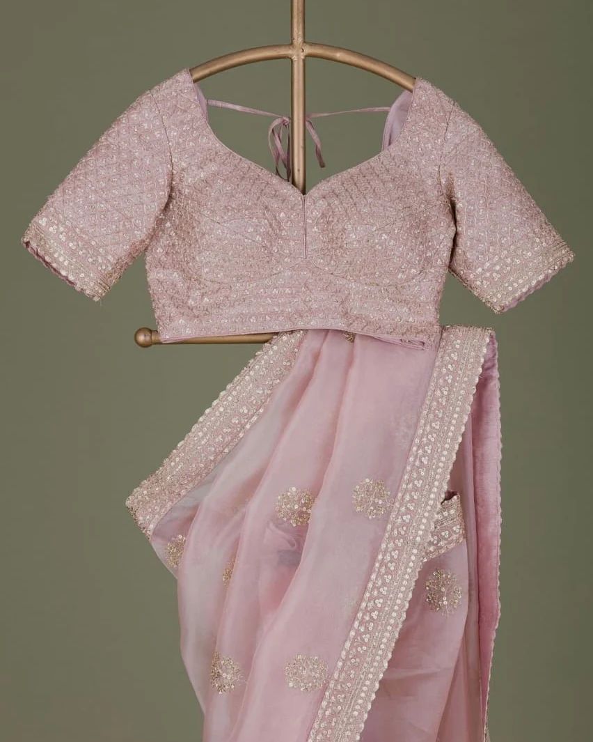 Pink Latest Saree Blouse Designs 2023