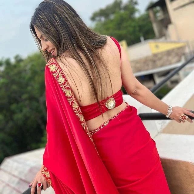 newly red Back Backless Saree Blouse Designs