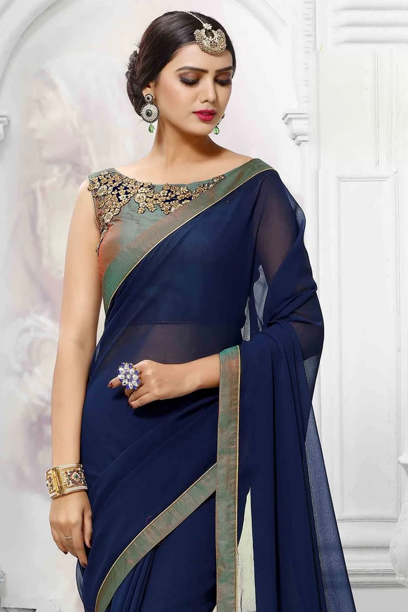 new and trendy Boat Neck Saree Blouse