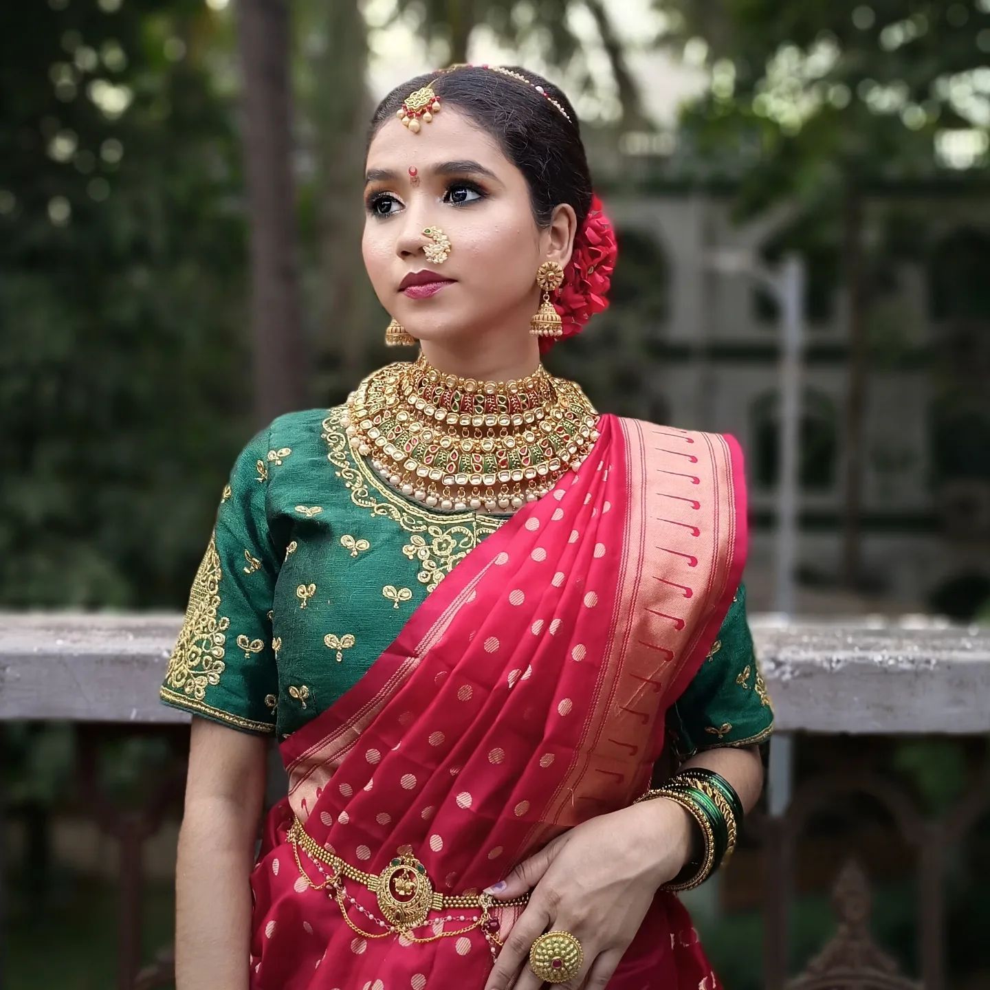 Green Wedding Paithani Blouse Design