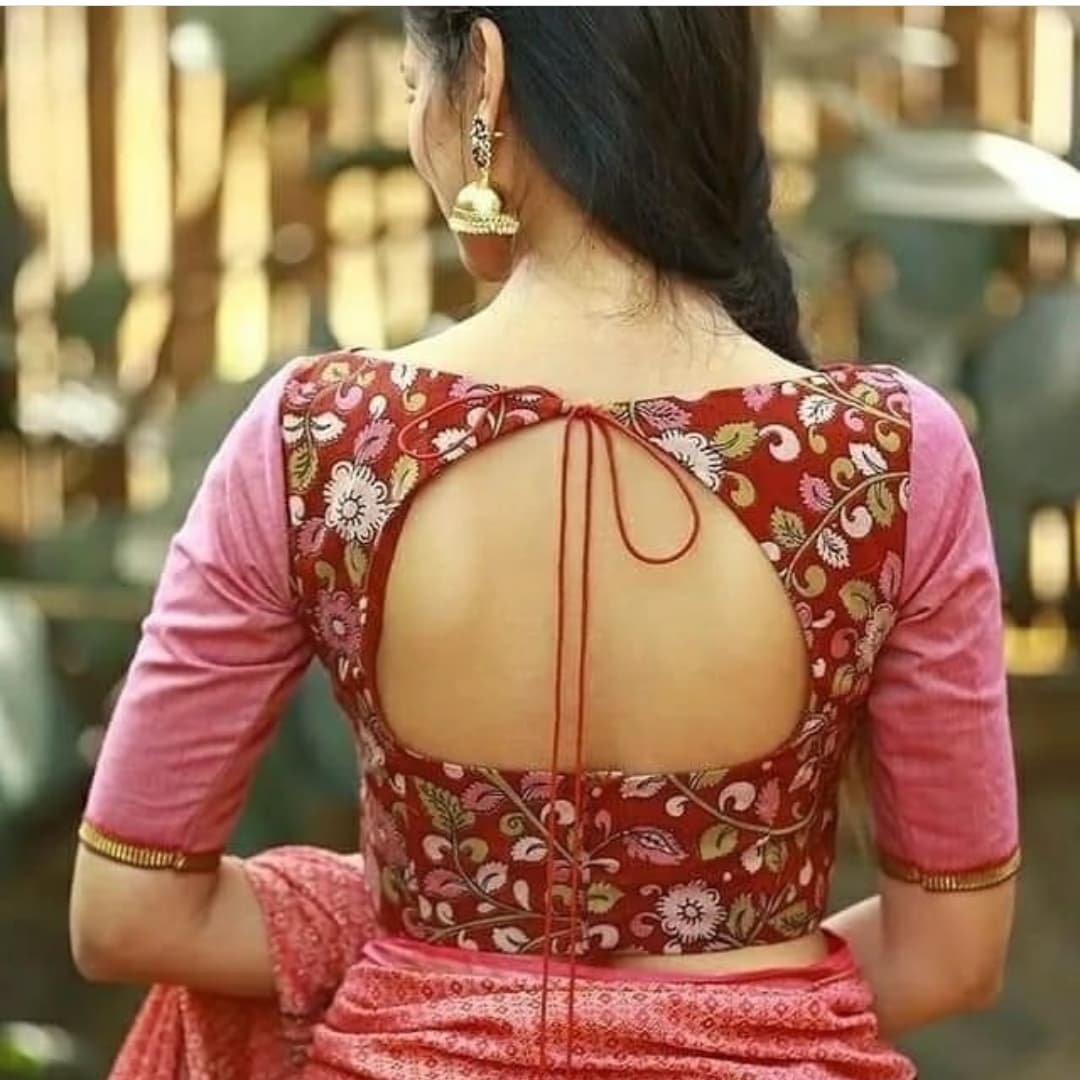 Latest Red Readymade Blouse Back Neck Design
