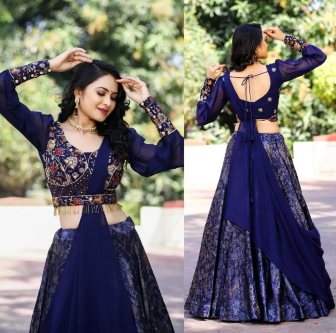 New and Trendy Blue Style with Zardosi Embroidery