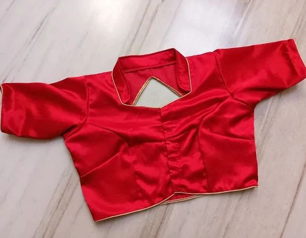 Plain Red Readymade Blouse Design