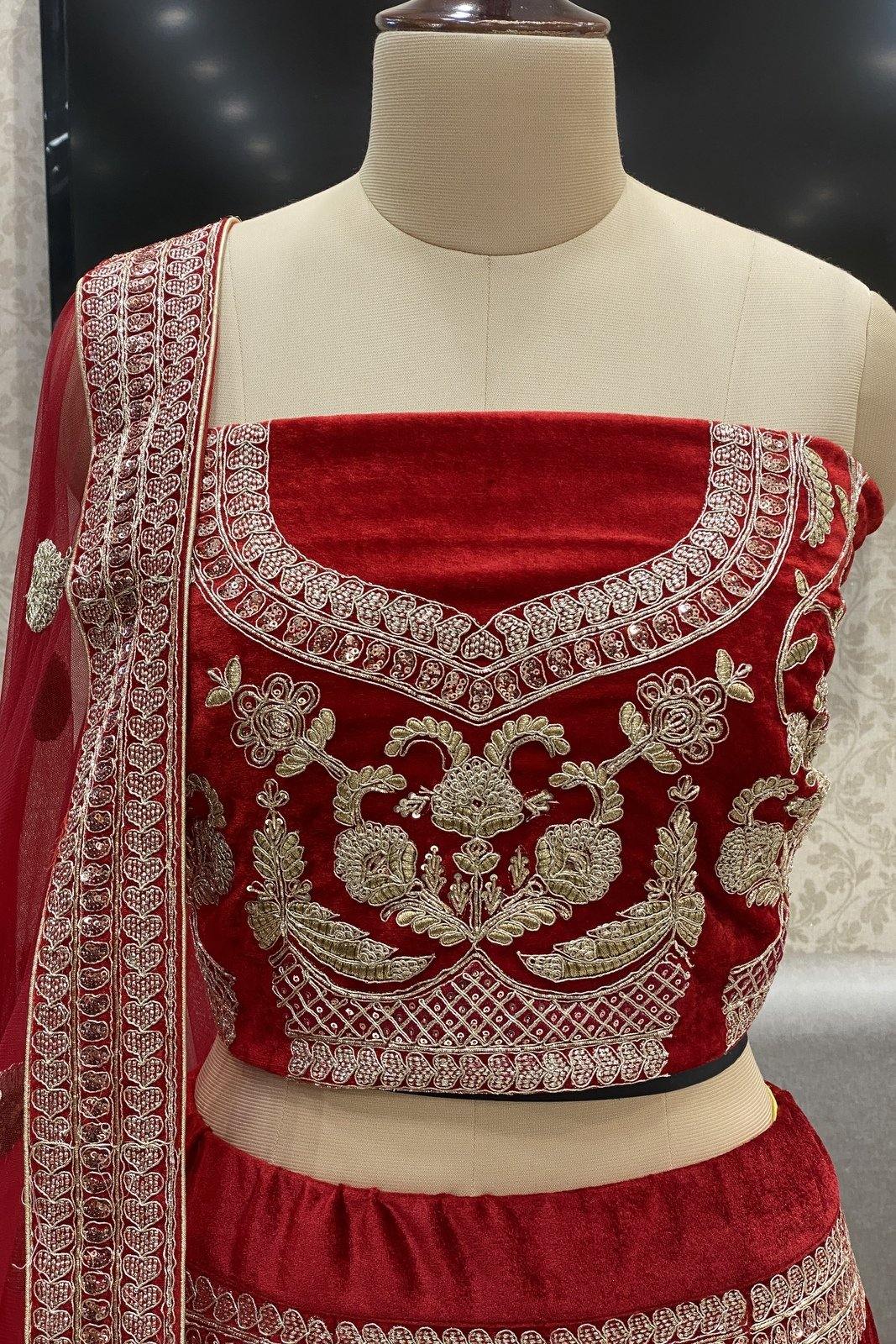 Red Maggam Work Blouse Design For Weddings