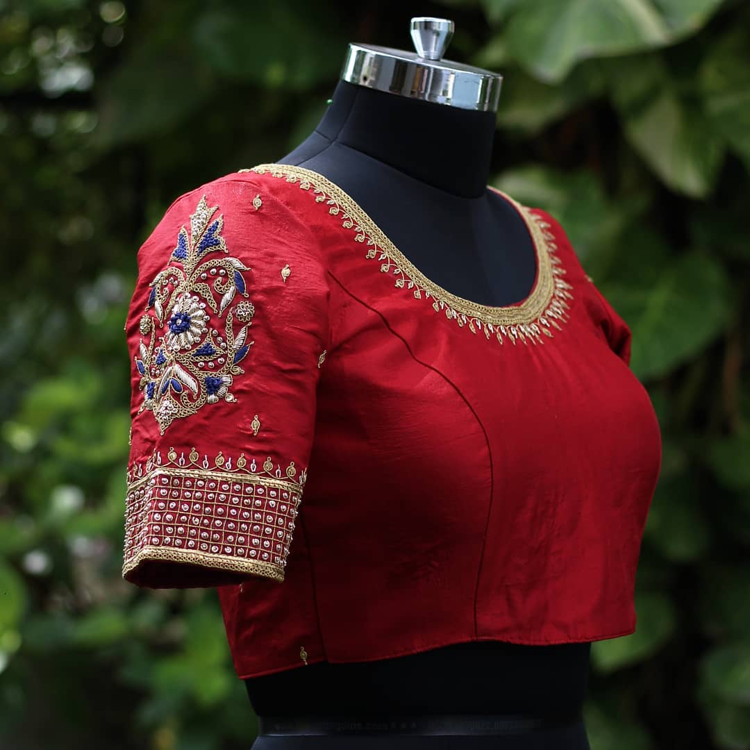 Simple Red Readymade Blouse Design