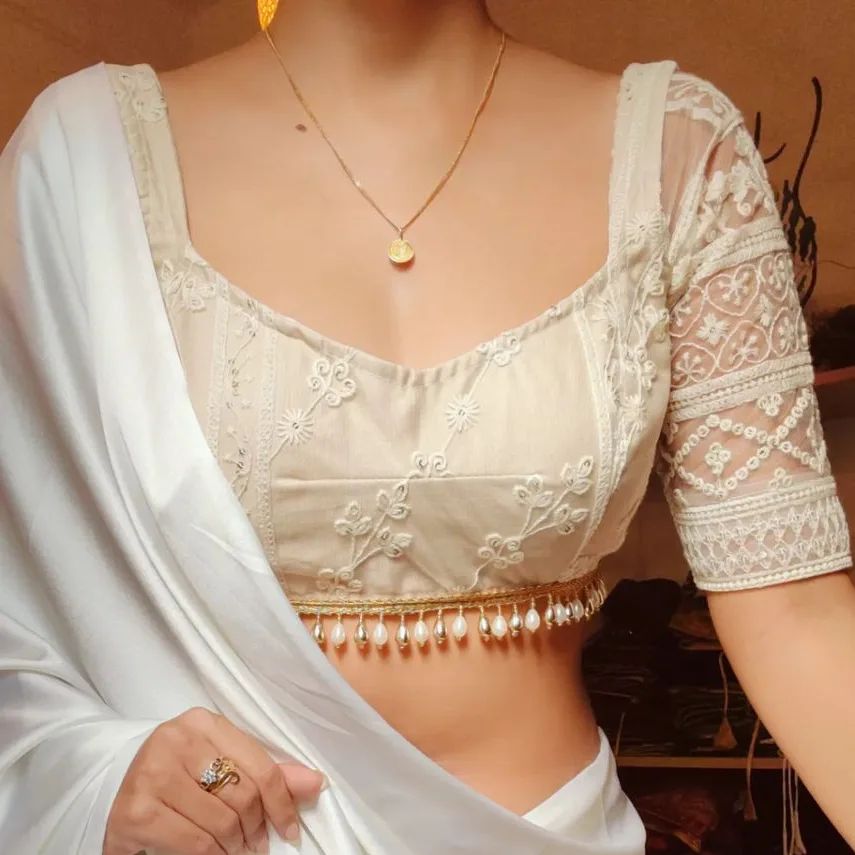 Simple White Embroidery Blouse
