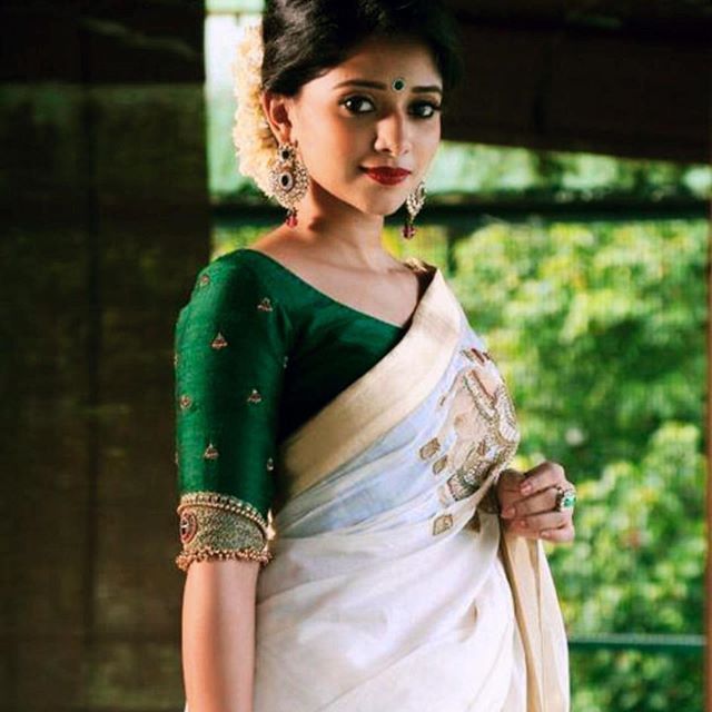 Green Trendy Kerala Saree Blouse Neck Designs