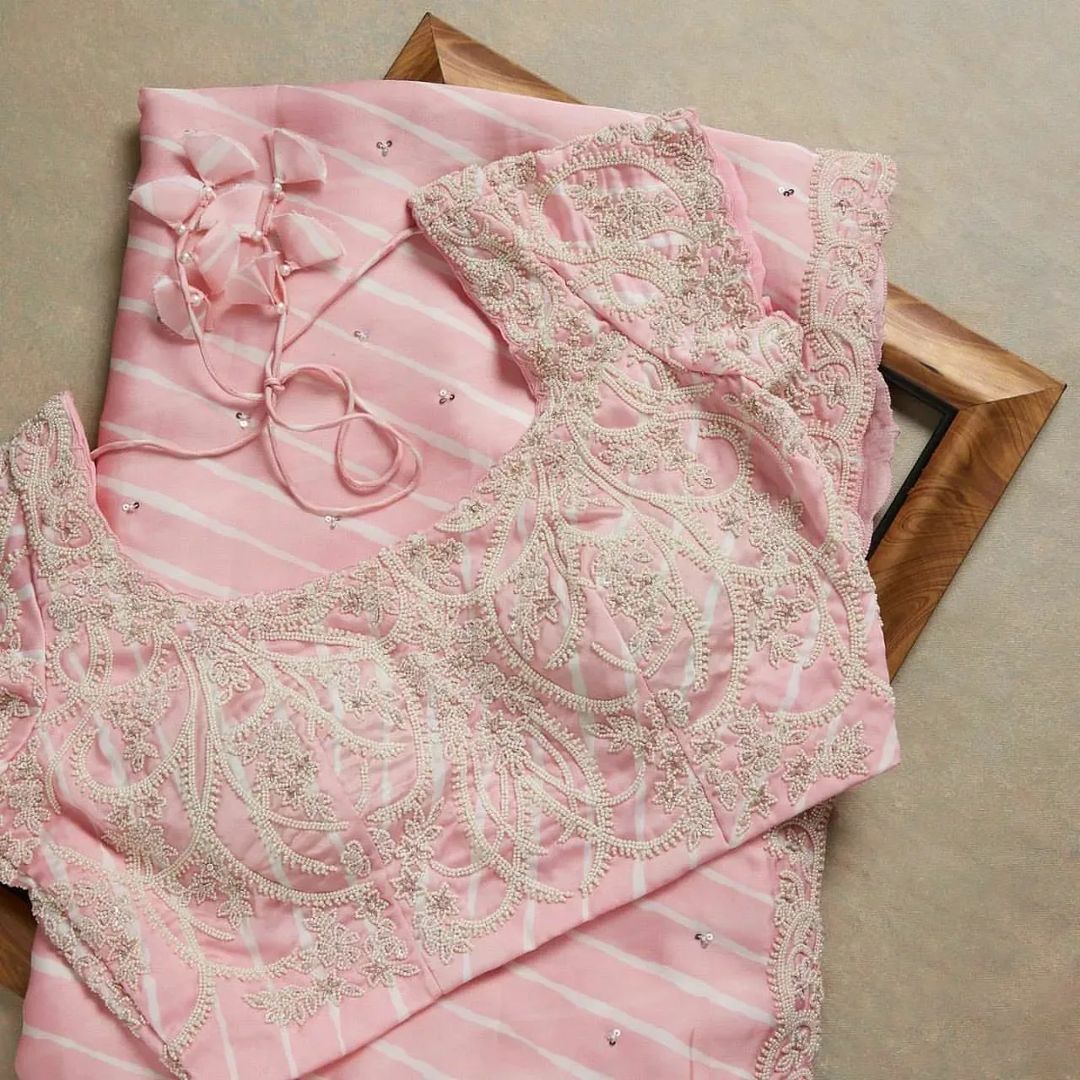 Latest Pink Wedding Saree Blouse Design