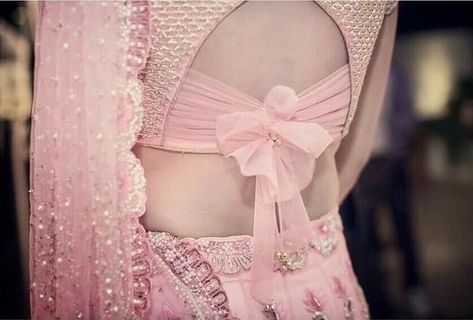 Light Pink Latest Back Bow Blouse design