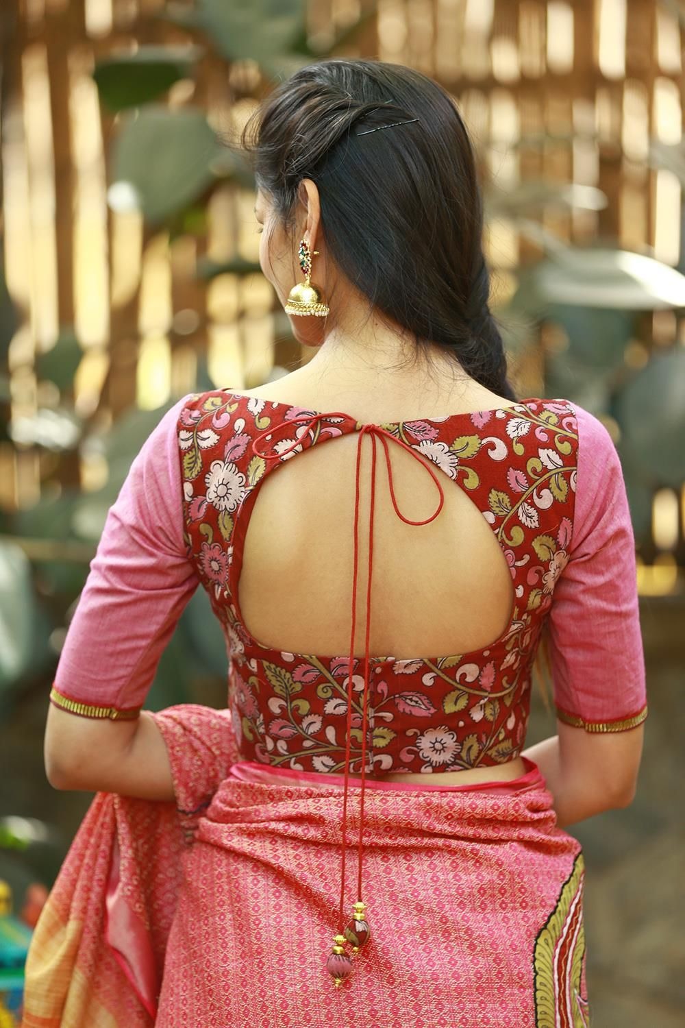 Light Pink kalamkari blouse designs