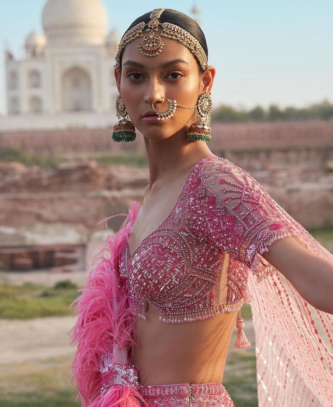 New Pink Silver Zari Saree Blouse Design
