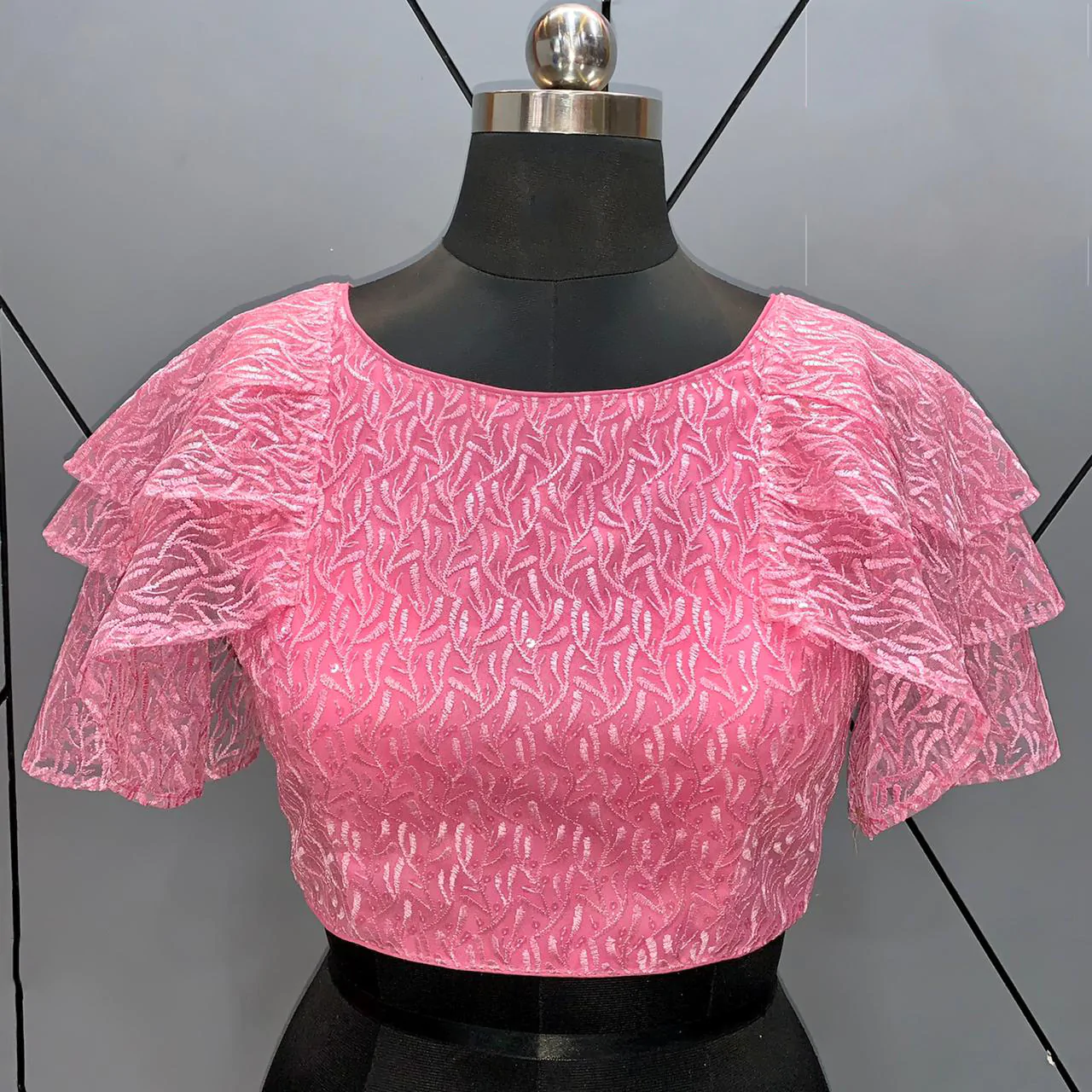 Pink Umbrella sleeves blouse design