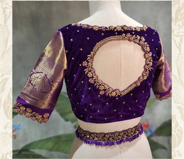 Purple Blouse nack embroidery design