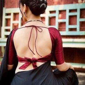 Red Latest Back Bow Blouse design