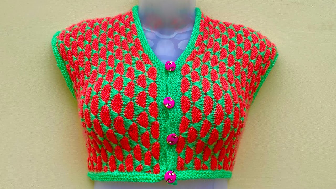 Red and Green Latest Woolen Blouse design