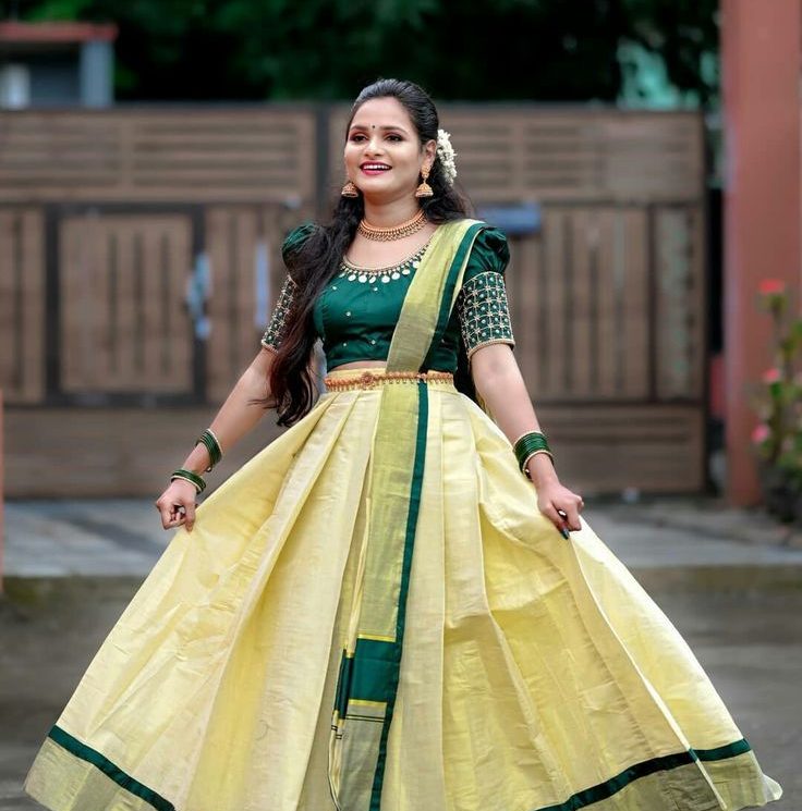 Simple Green Blouse Designs For Kerala Saree