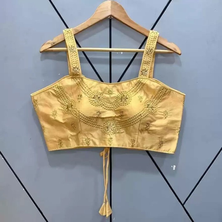 Unique Golden Sleeveless Blouse