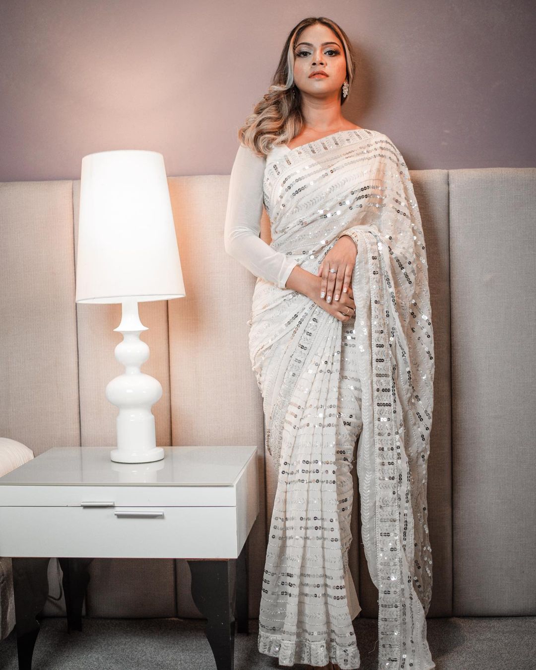 Wedding Trendy White Saree Blouse Design