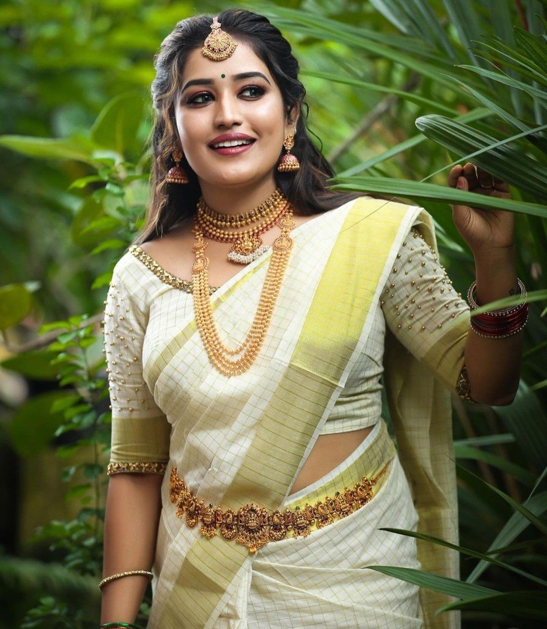 White Kerala Saree Blouse Designs
