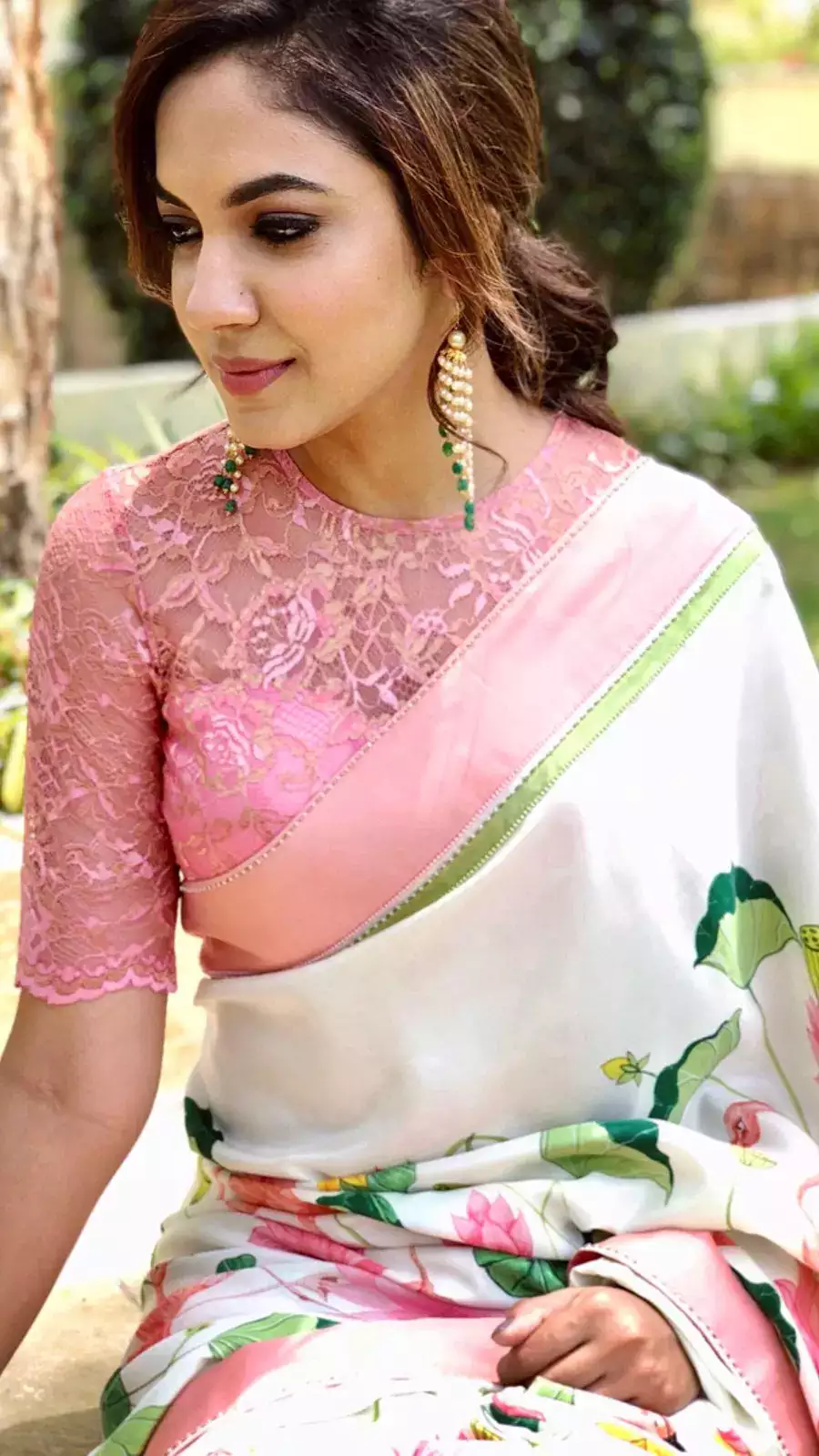 Baby Pink Lace Saree Blouse